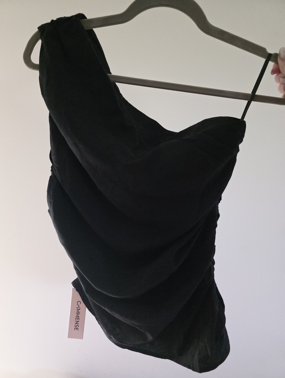 Commense Ruched Side One-Shoulder Top - Picture 3 of 4